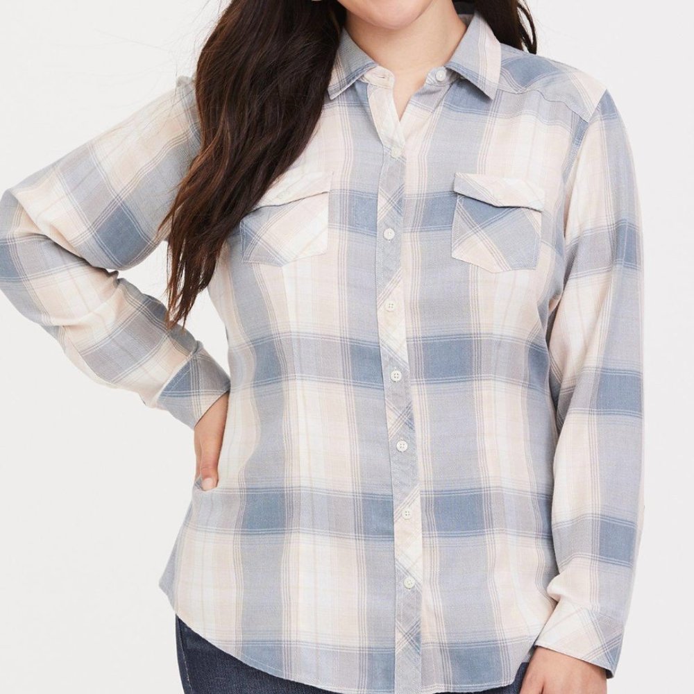 Torrid Challis Button Down Plaid - image 1